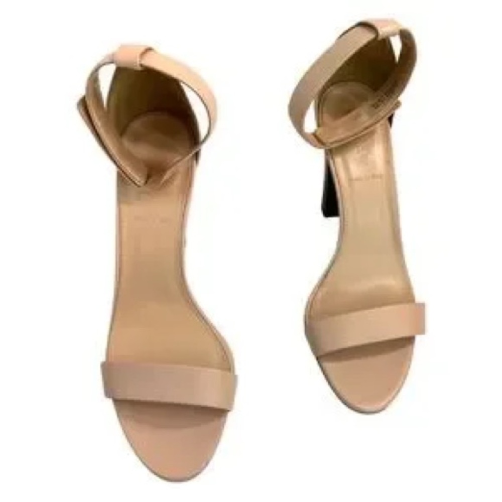 J CREW Women’s Ankle Leather Strap Sandals Stacked Heels Size: 9 Color: Nude